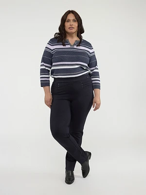 Pantalon droit ajusté en tricot à enfiler