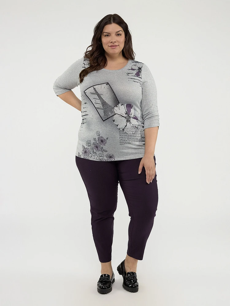 3/4-sleeve semi-fitted t-shirt