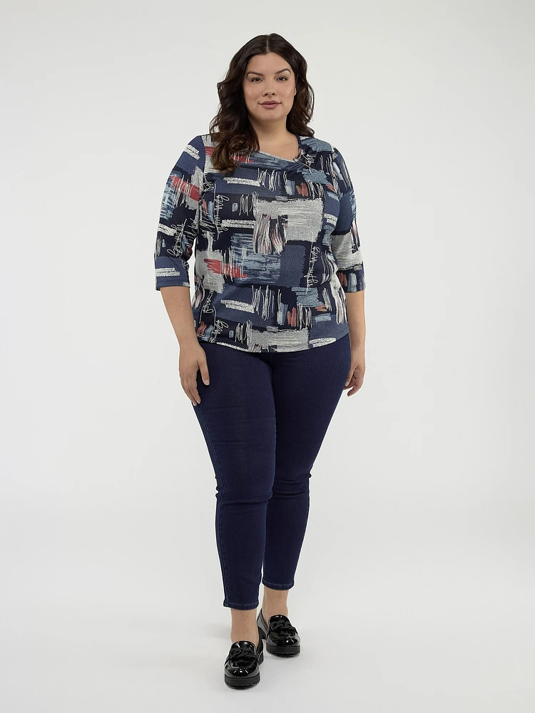 3/4-sleeve semi-fitted t-shirt