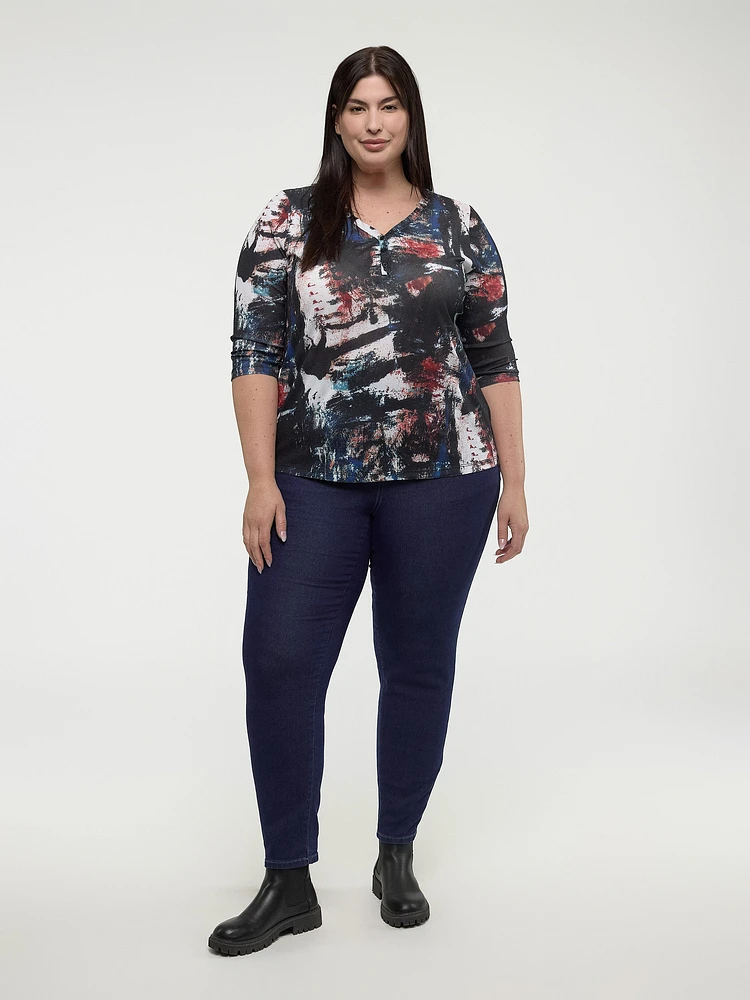 3/4-sleeve semi-fitted t-shirt