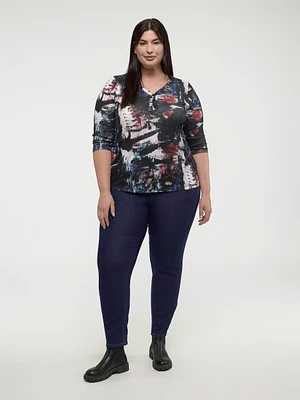 T-shirt semi-ajusté à manches 3/4