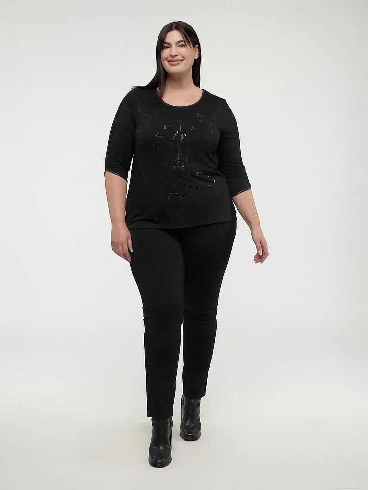 3/4-sleeve semi-fitted t-shirt