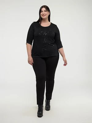 3/4-sleeve semi-fitted t-shirt