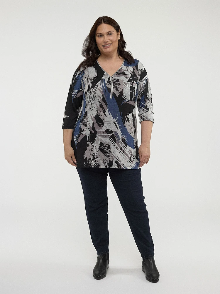 3/4-sleeve semi-fitted tunic