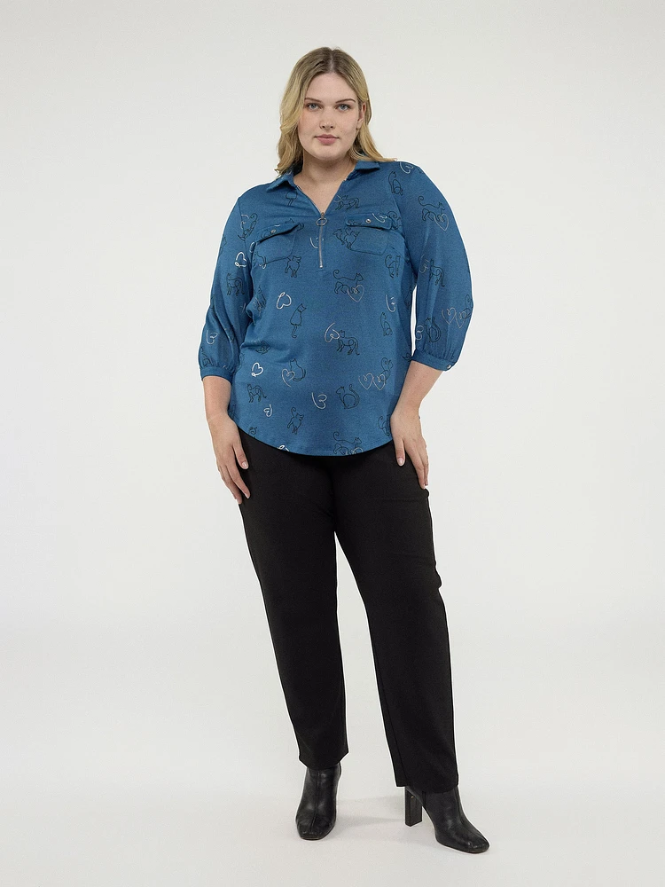 Blouse semi-ajustée à manches 3/4