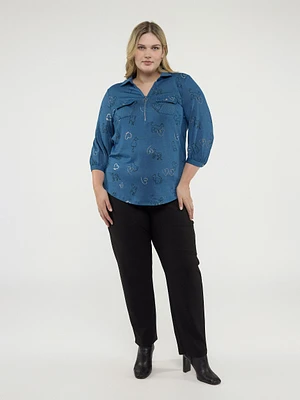 3/4-sleeve semi-fitted blouse