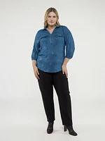 Blouse semi-ajustée à manches 3/4