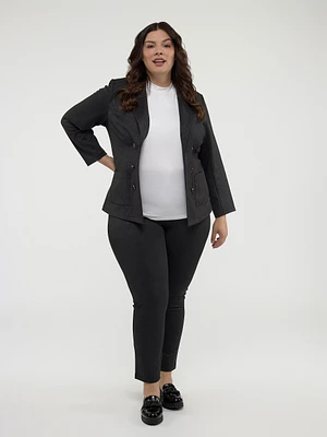 Long-sleeves knit semi-fitted vest
