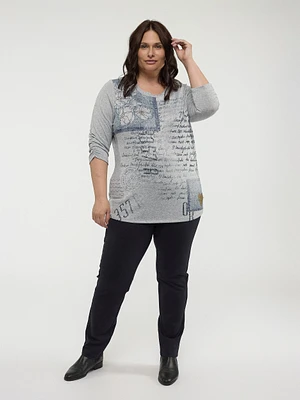 T-shirt semi-ajusté à manches 3/4