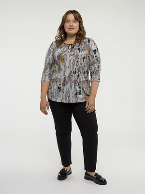 3/4-sleeve semi-fitted t-shirt