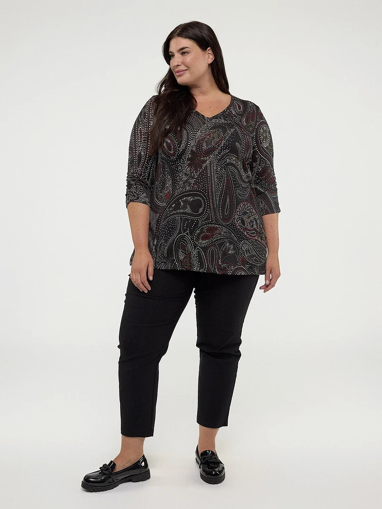 3/4-sleeve semi-fitted tunic
