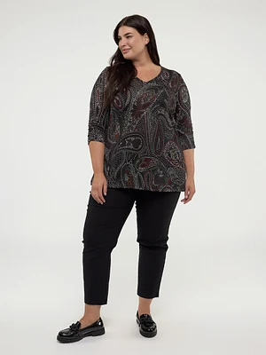 3/4-sleeve semi-fitted tunic