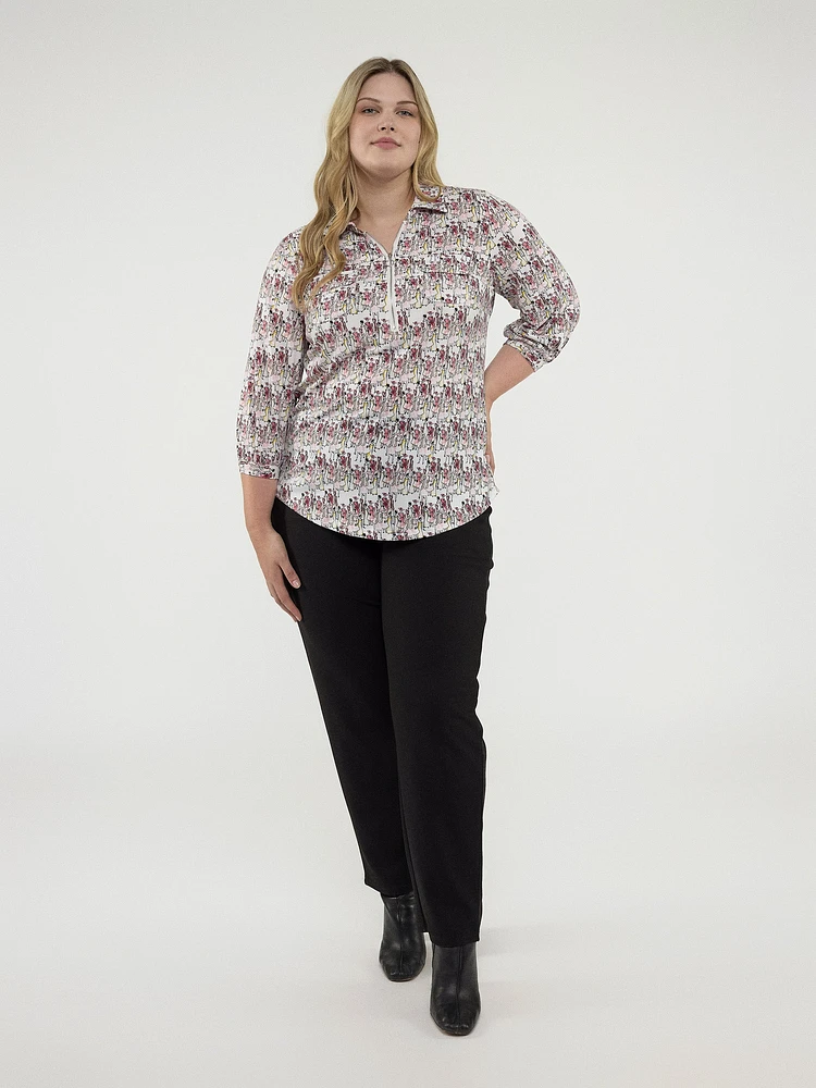 Blouse semi-ajustée à manches 3/4