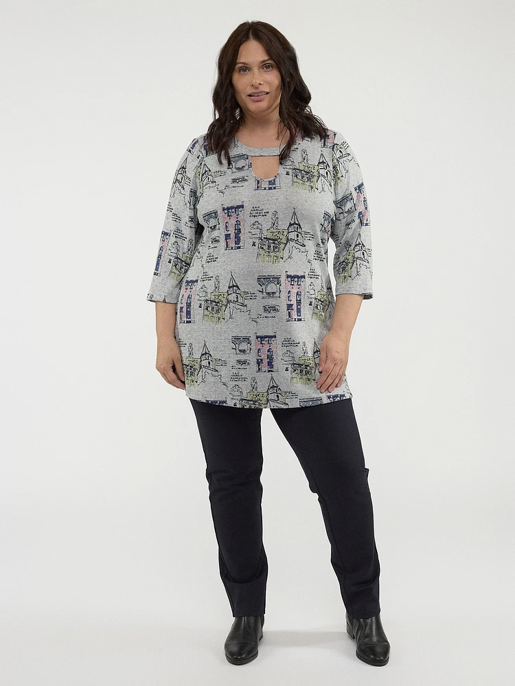 3/4-sleeve semi-fitted tunic