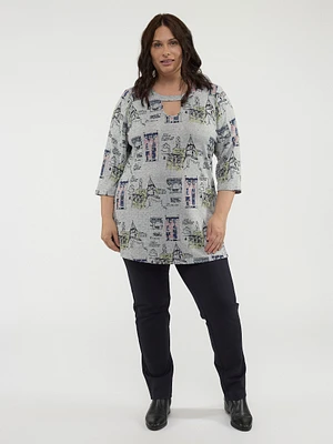 3/4-sleeve semi-fitted tunic