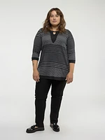 3/4-sleeve semi-fitted tunic