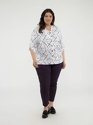 3/4-sleeve semi-fitted blouse with buttons