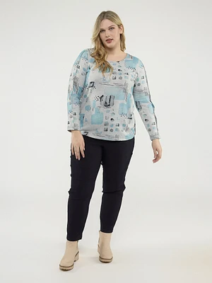 Long-sleeve semi-fitted t-shirt