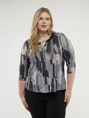 3/4-sleeve semi-fitted t-shirt