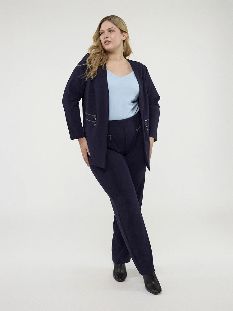 Long-sleeves knit semi-fitted vest