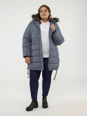 Semi-fitted mid-thigh coat