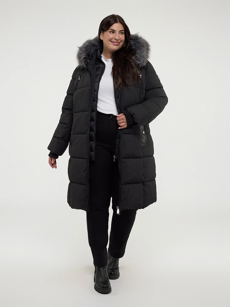 Long semi-fitted puffer jacket