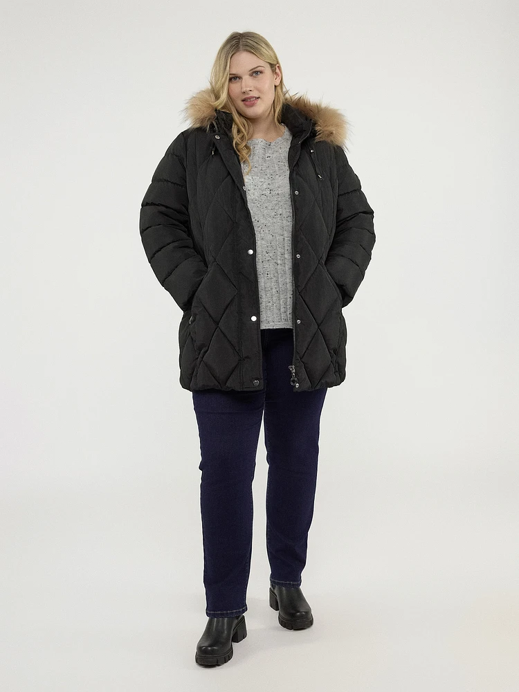 Semi-fitted mid-thigh coat