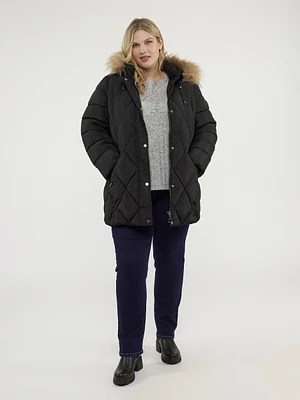 Semi-fitted mid-thigh coat
