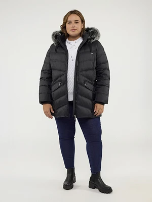 Semi-fitted mid-thigh coat