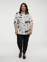 Blouse semi-ajustée à manches 3/4 avec boutons