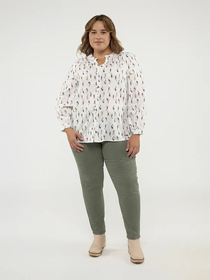 Blouse semi-ajustée à manches longues avec boutons