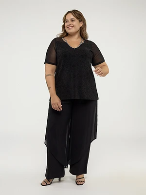 Short-sleeve semi-fitted tunic