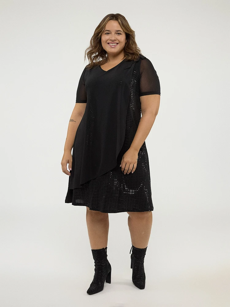 Robe midi ligne A en tricot