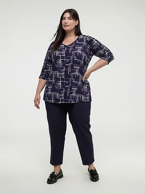 3/4-sleeve semi-fitted tunic