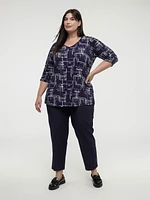 3/4-sleeve semi-fitted tunic