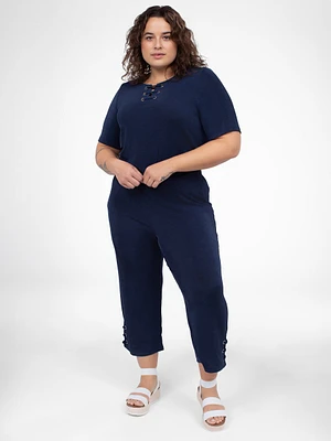 Straight knit ankle pant