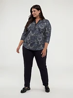 3/4-sleeve semi-fitted tunic