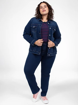Long-sleeve semi-fitted denim jacket
