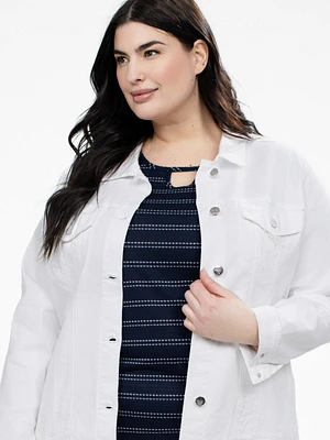 Long-sleeve semi-fitted denim jacket