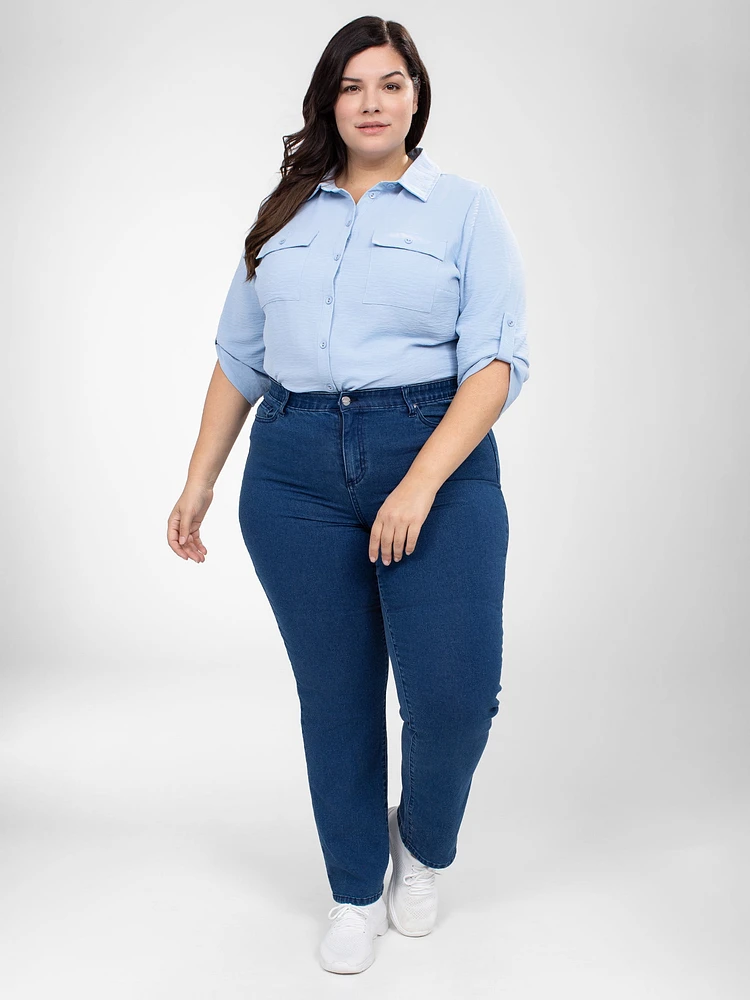 Straight semi-fitted jean