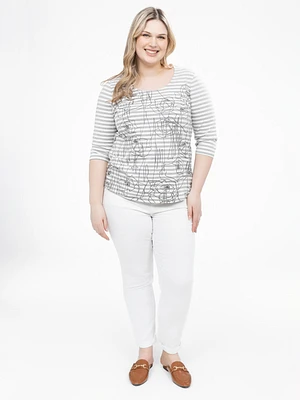 Narrow semi-fitted pull-on jean