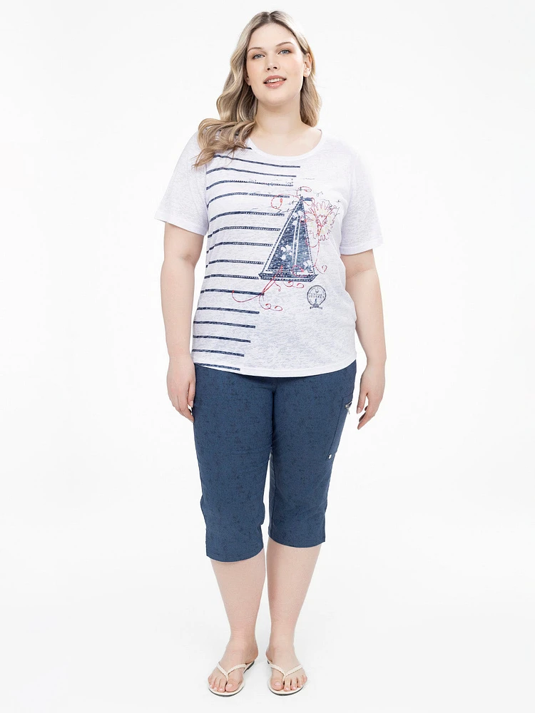 Straight fitted pull-on capri