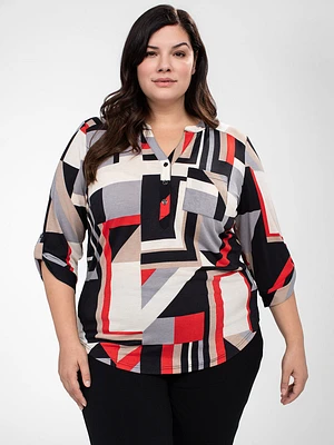 3/4-sleeve semi-fitted blouse