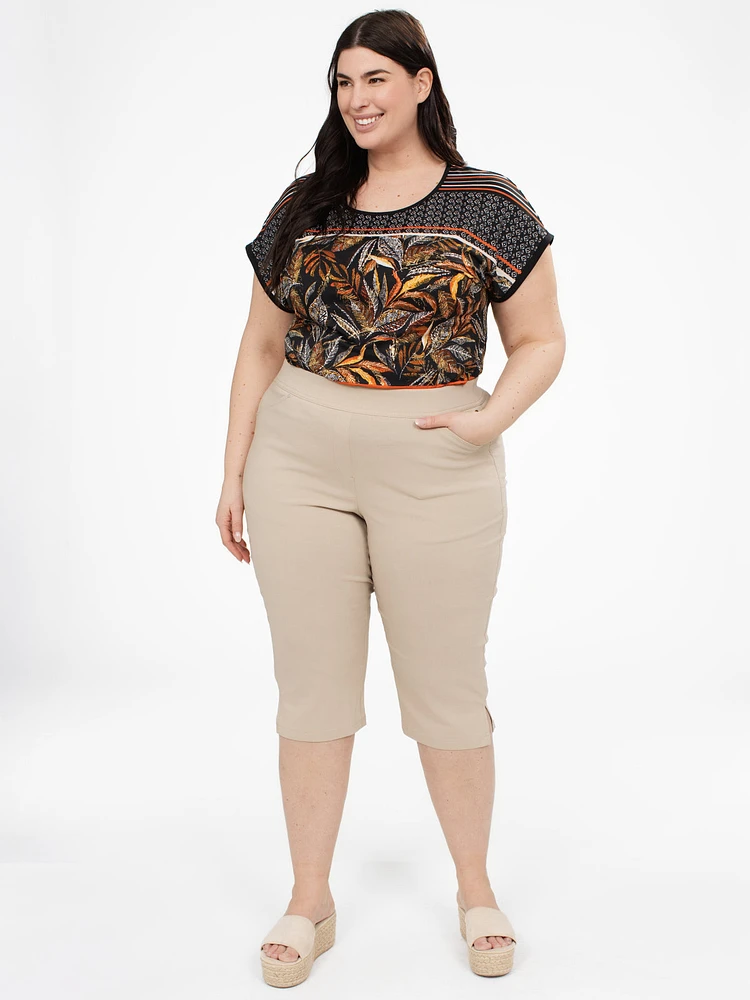 Straight fitted pull-on capri