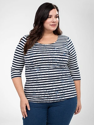 3/4-sleeve semi-fitted t-shirt