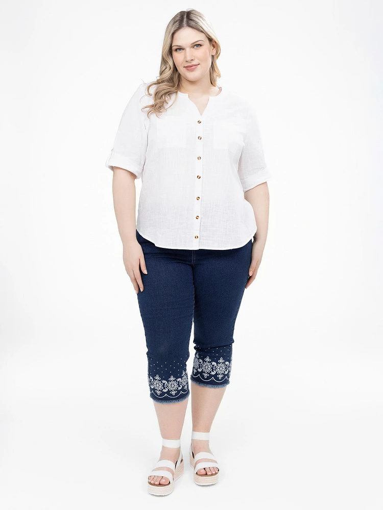 Capri en denim à enfiler