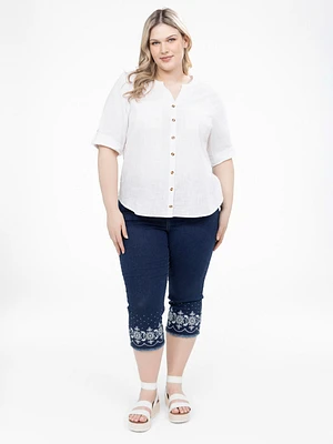 Capri en denim à enfiler