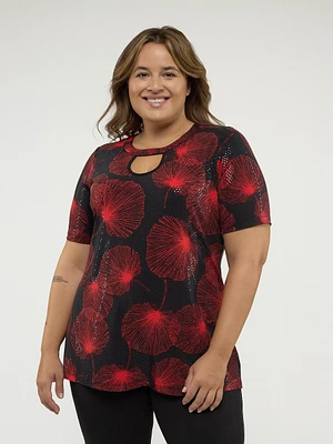 Short-sleeve semi-fitted tunic