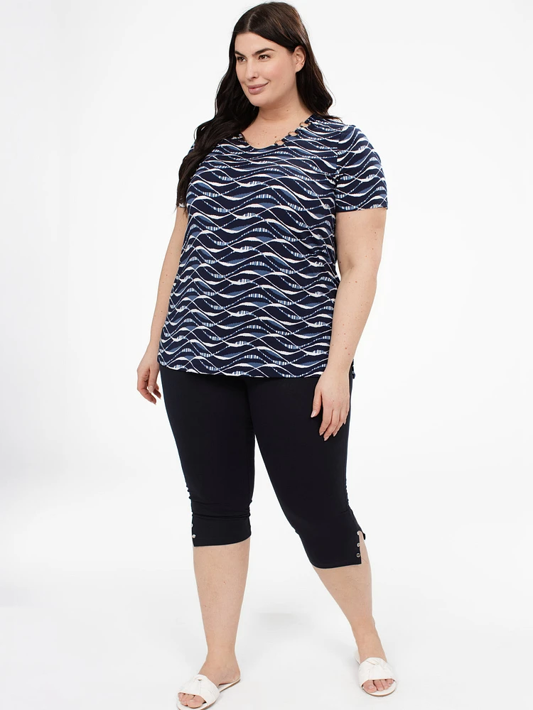Skinny fitted knit pull-on capri