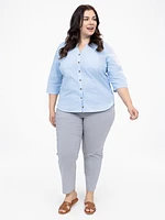 3/4-sleeve semi-fitted blouse with buttons